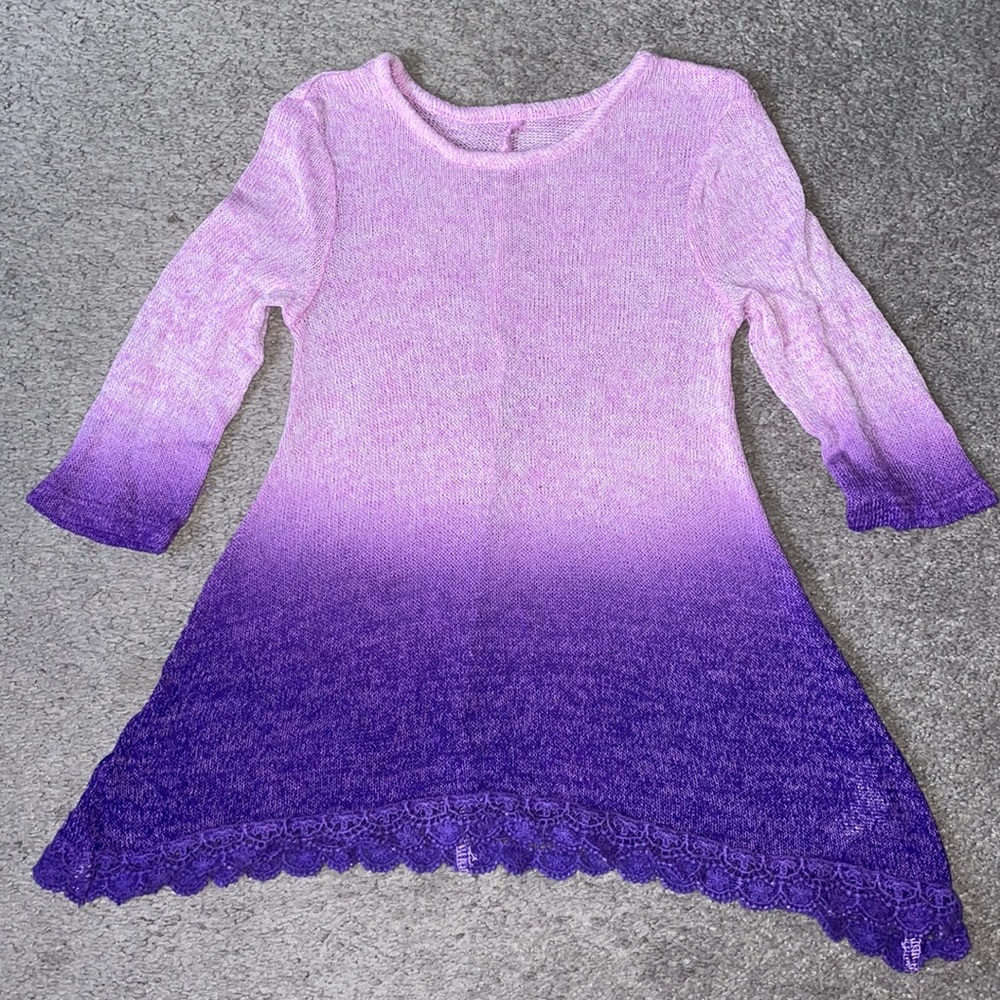 Light knit purple long ombré sweater